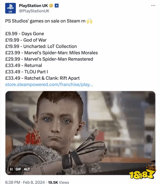 PS宣传第一方游戏Steam优惠活动：最低二五折