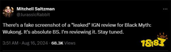 《黑神话》IGN 5分？IGN编辑：假消息！我正在评测